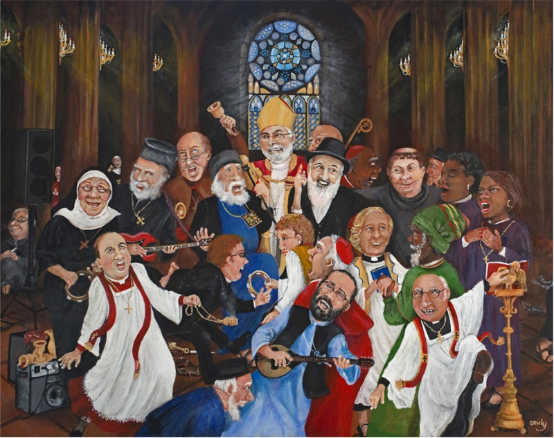 Painting displaying singers in the church